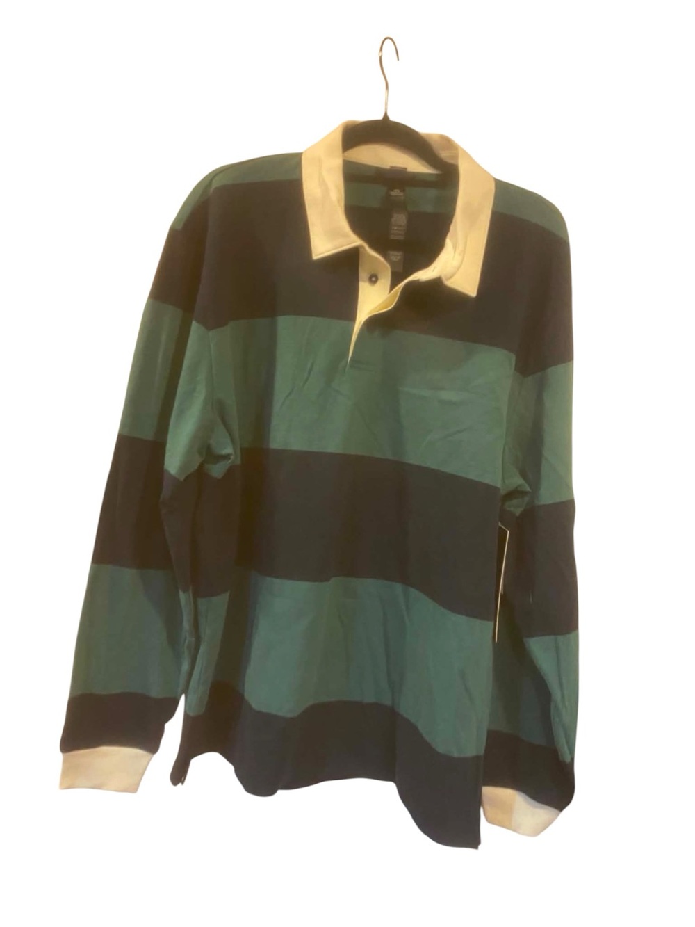 NWT Lululemon Long Sleeve Cotton Rugby Shirt Size XL GREEN/NAVY